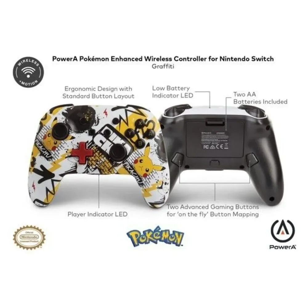 Nintendo Switch Grafitti Enhanced Wireless Controller Pokemon Pikachu New Sealed